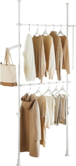 Teleskop Garderoben System mit 2 Kleiderstangen, FRG109-W, B(77-112) x H(103-278)cm