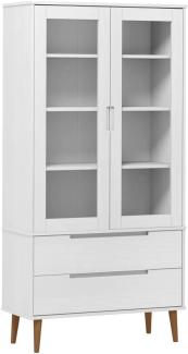 vidaXL Vitrinenschrank MOLDE Weiß 90x35x175 cm Massivholz Kiefer 350544