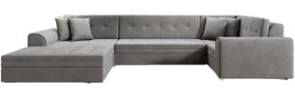 Designer Sofa Velio mit Schlaffunktion Samt Grau Links