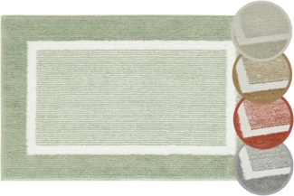 andiamo Badematte rutschfest Maui - Badezimmerteppich weich und flauschig - Duschvorleger für Badezimmer Badteppich rutschfest waschbar Set 40 x 60 cm + 50 x 80 cm Salbei