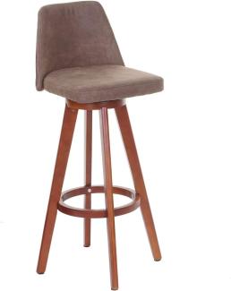 Barhocker HWC-C43, Barstuhl Tresenhocker, Holz Textil drehbar ~ Vintage braun, helle Beine
