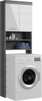Hochschrank >Sandusky< in rauchsilber/weiß hochglanz - 63x191x24cm (BxHxT)