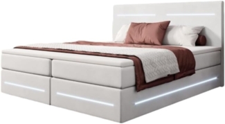 Boxspringbett Lara mit Stauraum und LED (Samt) 140x200 Weiß H3