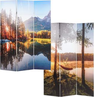 Foto-Paravent mit Schallschutz HWC-L55, akustischer Raumteiler Trennwand Sichtschutz, MVG ~ 180x122cm Waldsee