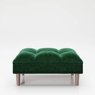 PLAYBOY - Ottoman "SCARLETT" gepolsterte Fussablage passend zum Sofa, Samtstoff in Grün, Retro-Design