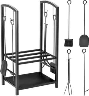 HOMCOM Kaminholzregal Kaminholzständer mit Kaminbesteck