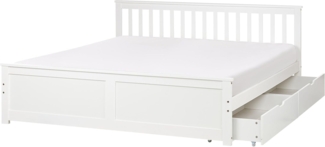 Bett mit Schubladen OLENDON 180x200 cm Holz Weiß