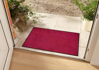 Teppich Boss waschbare In- & Outdoor Fußmatte Uni einfarbig - rot - 60x80x0,7cm