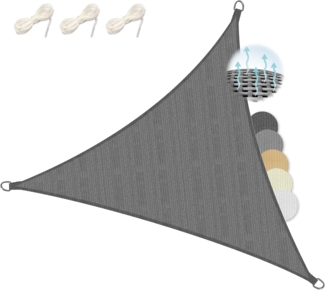 Sol Royal Sonnensegel dreieckig 2 x 2 x 2 m Wasserdurchlässig HDPE Atmungsaktiver Balkon Terrasse Sonnenschutz Segel Anthrazit – Segeltuch UV Sonnenschutz Garten Pool Camping - Shade Sails HS9