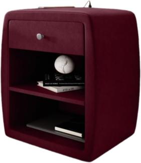 Designer Nachttisch Lilly mit USB Anschluss (Samt) Rot