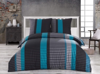 CLASS HOME COLLECTION Bettwäsche Renforce Bettbezug 135x200 155x200 200x200 200x220 Wind Blau, 100% Baumwolle, 3 teilig, 100% Baumwolle, angenehmes Hautgefühl, gestreift, modern, blau