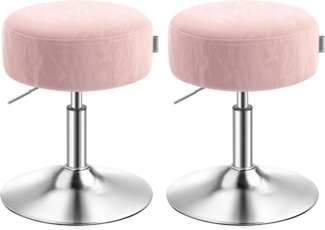 VASAGLE Schminkhocker 2er Set, Schminkstuhl, Barhocker, höhenverstellbar, 360° drehbar, PU, Dicke Polsterung, für Schlafzimmer, Küche, Esszimmer, modern, pastellrosa ZH2504013
