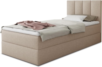 Boxspringbett Star Mini mit Bettkasten, Bonell-Matratze und Topper - Einzelbett mit Matratzentopper, Polsterbett, Bett, Schlafzimmer, Jugendzimmer (Beige (Inari 22), 120 x 200 cm)