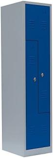 2er Z-Spind Umkleideschrank Stahl Kleiderschrank Garderobenschrank Lichtgrau/Blau (H x B x T): 180 x 41,5 x 50 cm / 525101