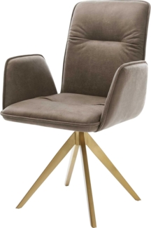 Esszimmerstuhl Vinja-Flex Mikrofaser Taupe Vintage Kreuzgestell kantig Gold