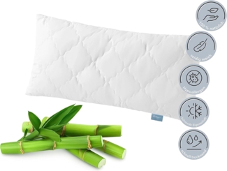 XDREAM Kopfkissen Bambus Kissen (Einzeln oder als 2er-Set), 40x80 und 80x80 cm, Füllung: hochwertige Polyester-Faserfüllung, Bezug: Baumwolle mit Viskose aus Bambus-Zellstoff, Seitenschläfer, Rückenschläfer, waschbar, allergikerfreundlich