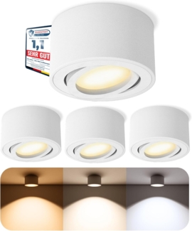 SSC-LUXon LED Aufbaustrahler CELI-1WM LED Aufbauspot weiß 6W dimmbar warm neutral kalt Spot, Warmweiß bis Tageslicht