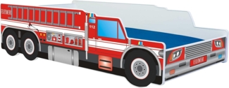 Kids Collective 'Feuerwehr' Autobett 70x140 cm, mit Matratze, Rausfallschutz und Lattenrost