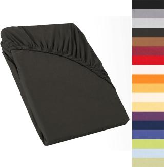 CelinaTex Perla Boxspringbett Wasserbett Topper Spannbettlaken 140x200-160x200 cm anthrazit Jersey Mako Baumwolle 160g/qm Bettlaken Laken