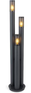 LED Stehleuchte, 3-Flammig, Edelstahl, anthrazit, rauch, H 170 cm