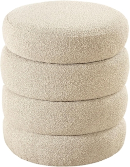 riess-ambiente Sitzhocker VOGUE Ø50cm taupe - gepolstert, mit Innenfach, fertig montiert (Einzelartikel, 1 St), Wohnzimmer · Bouclé · rund · mit Stauraum · Scandinavian Design