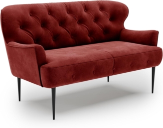 CAVADORE 2-Sitzer Küchensofa Amba, Trendige Sitzbank für Küche oder Esszimmer / 153 x 97 x 87 / Hochwertiges Mikrofaser: Rot