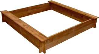 vidaXL quadratischer Sandkasten, Holz Braun, 120 x 120 x 20 cm