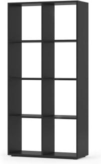 Vicco Raumteiler Scutum 8 Fächer Schwarz 140 x 72 cm - Regal Bücherregal Standregal Aktenregal Raumtrenner