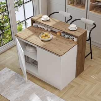 Roomart Kücheninsel CORTADO, (Bartisch, Küchentish), •Weiß • Eiche • Weiß-Eiche • Anthrazit-Eiche