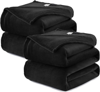 WAVVE Kuscheldecke Flauschig 2er Set Decke Fleecedecke - 2 Stücke Set Sofadecke 150x200 cm Warm Wohndecke Couchdecke, Schwarz Decke Weich Sofaüberwurf XL
