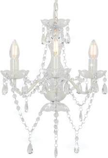 vidaXL Kronleuchter mit Perlen Weiß Rund 3×E14 281596