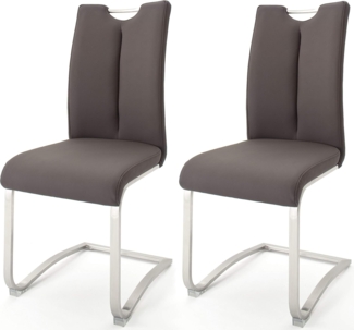 Robas Lund Esszimmerstühle 2er Set Braun, Echtleder Schwingstuhl Esszimmerstuhl max. 140 Kg Belastbar, Stuhl Artos