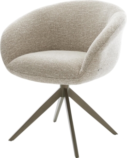 Drehstuhl Vinka-Flex mit Armlehnen Webstoff Soft Beige Kreuzgestell breit Effektfinish Titan 360° drehbar Wippfunktion Taschenfederkern