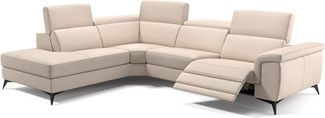 Sofanella Sofalandschaft AMARO Ledergarnitur Echtleder Eckcouch in Creme M: 308 Breite x 108 Tiefe