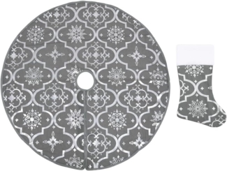vidaXL Luxus-Weihnachtsbaumdecke mit Socke Grau 150 cm Stoff 330283