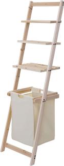 Leiterregal HWC-B59, Regal Laundry Wäschekorb Wäschesammler Holzregal Badregal Stufenregal, Tanne 152x41x35cm 39l