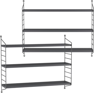 Modulares Wandregal Strängnäs 2er Set Dunkelgrau [en. casa]