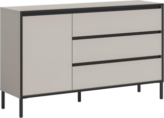 xonox. home – Sideboard Tron 136 x 83 x 38 cm in Kaschmir Nachbildung und Schwarz – Breites Sideboard im modernen Look – funktional, edel & ideal für Wohnzimmer, Flur oder Büro