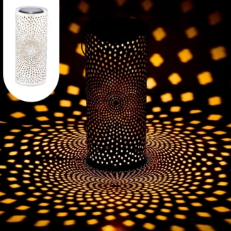 Marrakesch Orient & Mediterran Interior LED Solarleuchte Vintage Solarlaterne Solar Laterne Windlicht Lampe Outdoor Swann Weiss, LED fest integriert