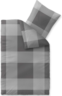 CelinaTex Touchme Biber Bettwäsche 135x200 cm 2teilig Baumwolle Bettbezug, Set, Bettgarnitur für Sommer und Winter, ganzjährig, pflegeleicht, Stine Karo grau anthrazit