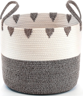 Kobolo Aufbewahrungskorb Baumwollkorb in braun und weiß mit Griffen