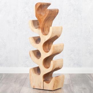 Weinregal Flaschenhalter BOTOL-M ca. H80cm massives Suar-Holz Wein-Flaschen