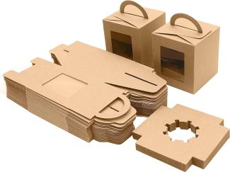 Belle Vous Geschenkbox Braune Geschenkboxen mit Fenster und Griff (x50), Brown Gift Boxes with Window & Handle (x50)