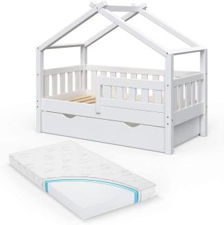 VitaliSpa Design Kinderbett 140x70 Babybett Jugendbett mit Schublade Lattenrost Matratze