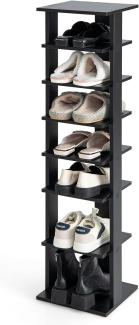 COSTWAY 8 stufiger Schuhständer höhenverstellbar, Platzsparendes Schuhregal aus Holz, Schuh-Organizer vertikal, Freistehender Eckregal für Eingang, Flur (Schwarz, Einzel)