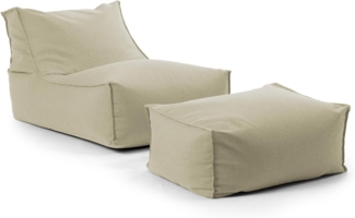 mokebo Sitzsack Der Sundowner (mit Hocker), Bean Bag Outdoor für Kinder & Erwachsene, Gartenliege in Natur
