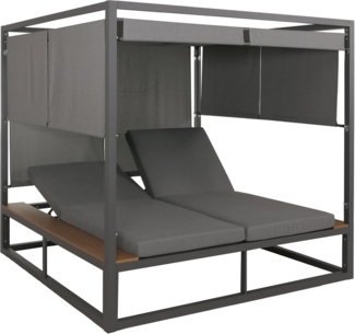 Aluminium Lounge-Gartenliege HWC-M63b, XL Sonnenliege Bali-Liege Daybed, 10cm-Polster ~ dunkelgrau Polster grau