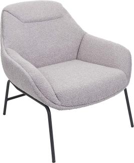 Lounge-Sessel HWC-J77, Cocktailsessel Sessel, Bouclé Stoff Metall ~ hellgrau