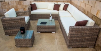 Ragnarök Möbel-Design Gartenlounge-Set Narvik, (Set, Ecklounge, Polyrattan, Alu), Sitzpolster ca. 16 cm dick und haben 2 intergrierte Härtegrade