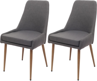2er-Set Esszimmerstuhl HWC-O27, Küchenstuhl Polsterstuhl Stuhl, Stoff/Textil (280g/m²) Metall ~ dunkelgrau